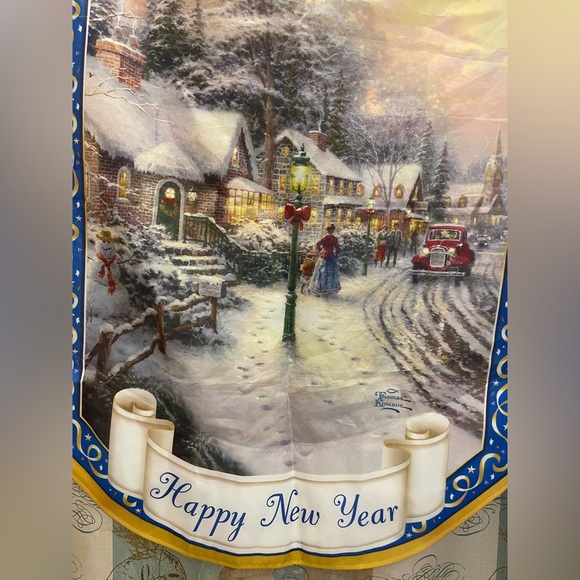 Thomas Kinkade Painter Of Light Happy New Year Flag Outdoor Double Sided Artist - Picture 1 of 10